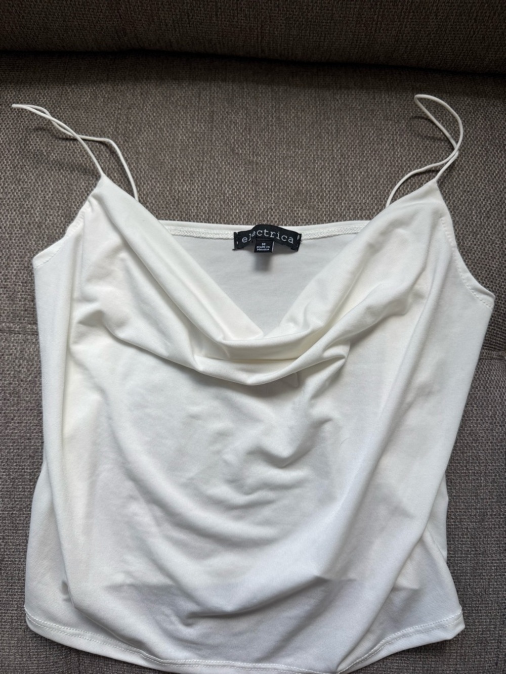 Electric Family Cream Cowl Neck Spaghetti Strap Camisole